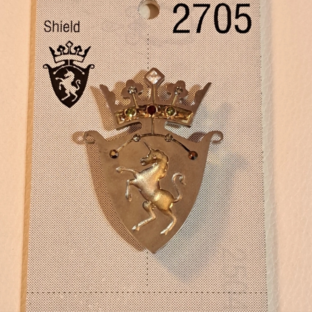 Seeka Mixed Media Shield Brooch Pin 1422705